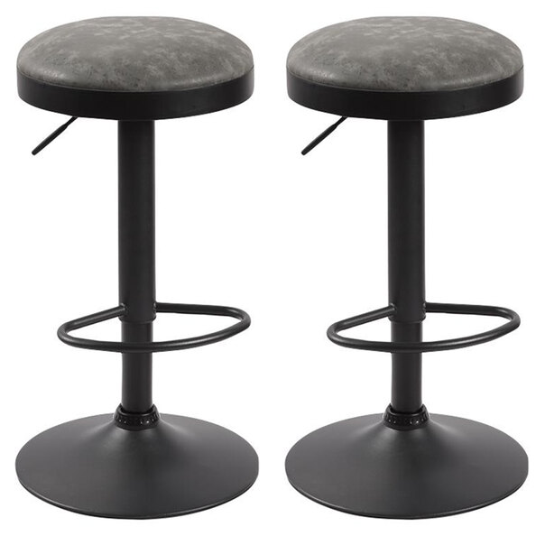 Rexford Grey Fabric Bar Stools In Pair