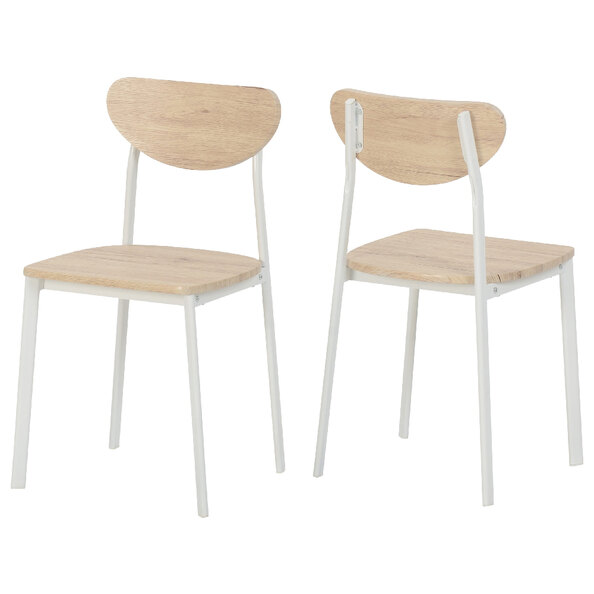 Rexford Light Oak Wooden Dining Chairs With White Frame In Pair