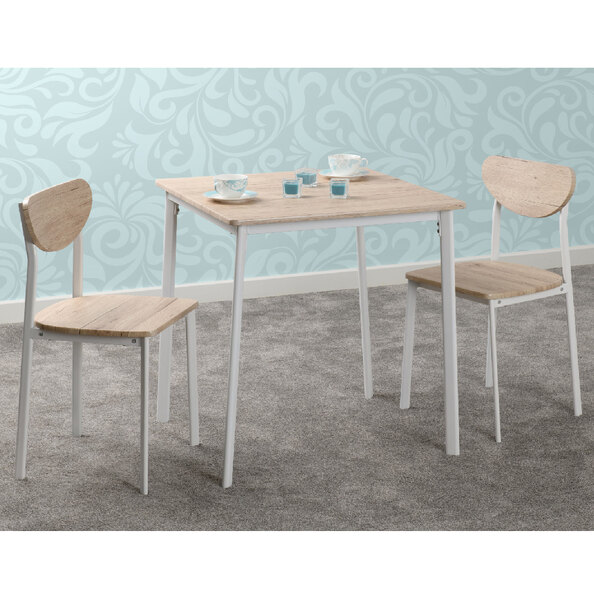 Rexford Wooden Dining Table With 2 Chairs In Light Oak And White