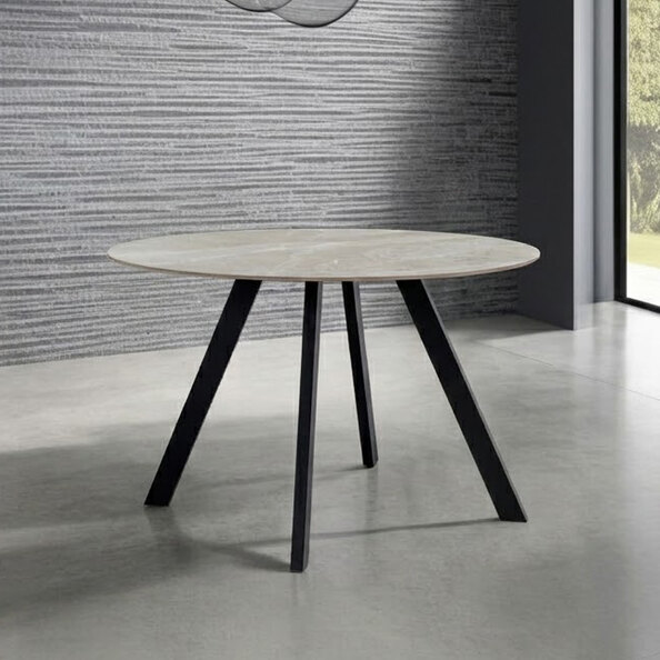 Rinaldo Round Sintered Stone Top Dining Table in Grey
