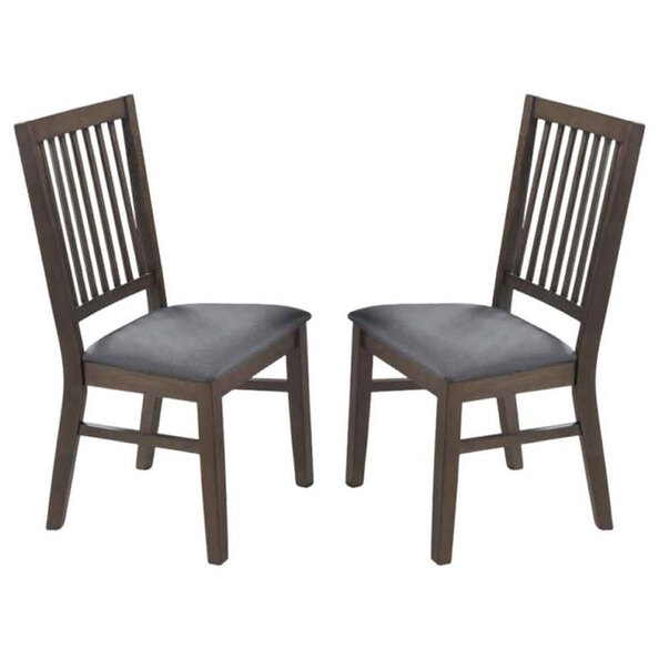 Rochelle Dark Oak Wooden Dining Chairs With Fabric Seat - Pair