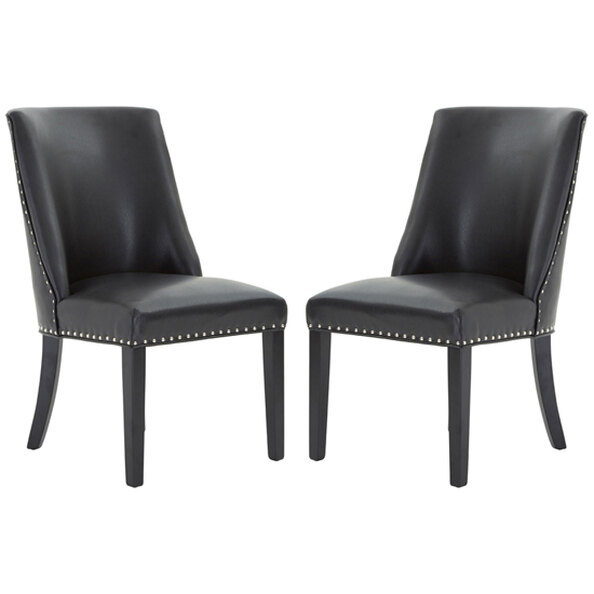 Rodik Black Faux Leather Dining Chairs In Pair