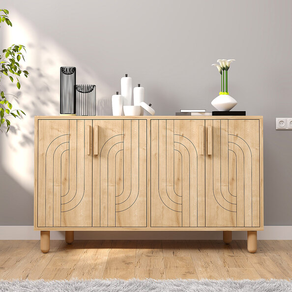 Rodney Wooden Sideboard with 4 Doors in Sapphire Oak