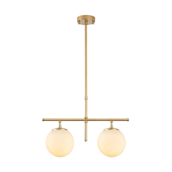 Roe 2 Light Metal Ceiling Pendant Light in Gold and White