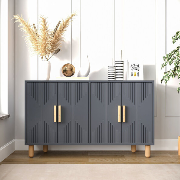 Roger Wooden Sideboard with 4 Doors in Anthracite