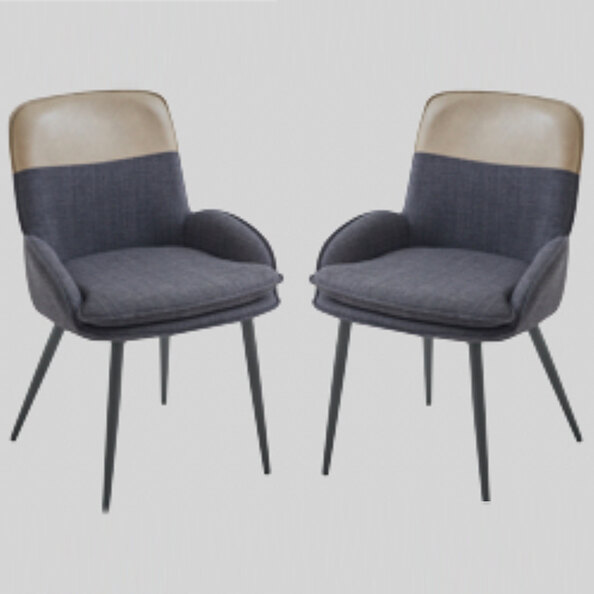 Rolla Dark Grey And Beige Fabric Dining Chairs - Pair