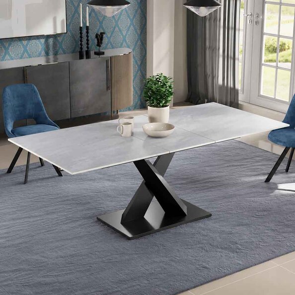 Romira Ceramic Extending Dining Table in Matt Grey