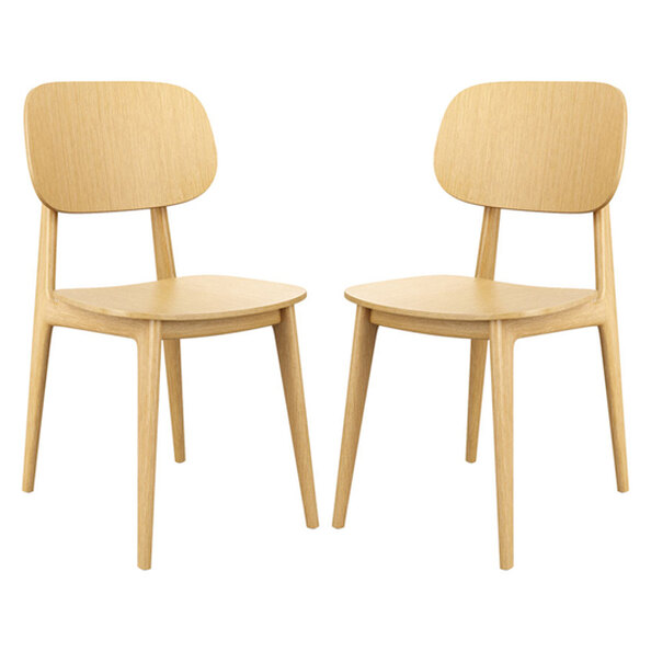 Romney Natural Oak Wooden Dining Chairs In Pair