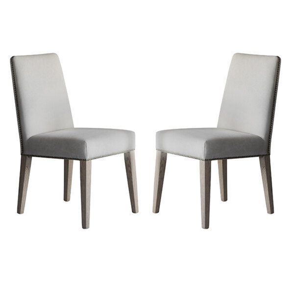 Roselle Cement Linen Fabric Dining Chairs In Pair