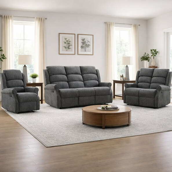 Rosenberg Fabric Recliner 3+2+1 Sofa Suite in Anthracite