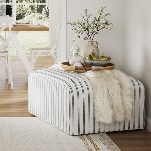 Roxboro Fabric Pouffe - Chalk