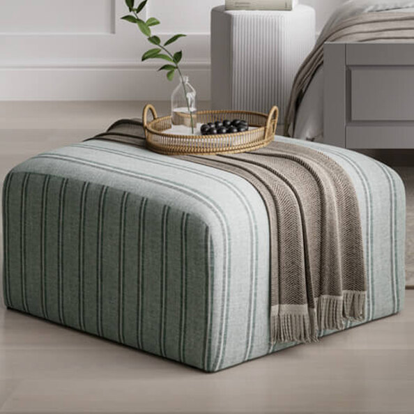 Roxboro Fabric Pouffe - Grey Thick