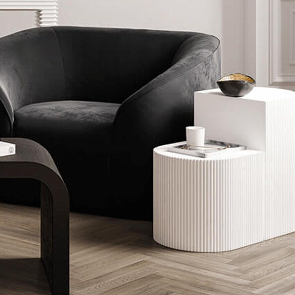 Roxboro Wooden Semi Circle Side Tables - White