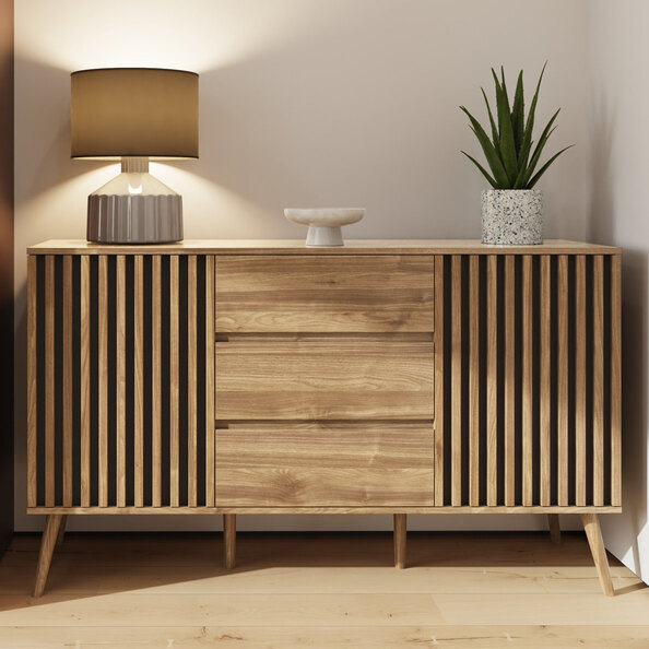 Roxboro Wooden Sideboard With 2 Doors 3 Drawers In Oak