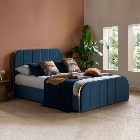 Rylora Fabric Double Bed in Blue