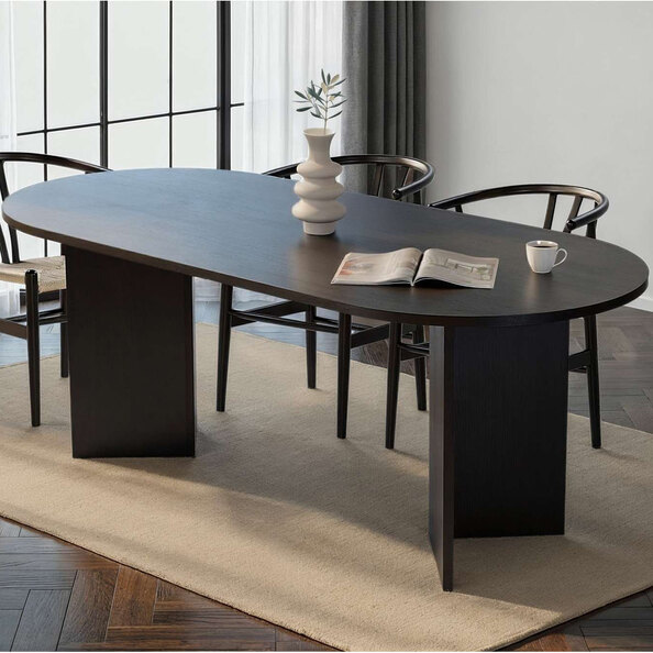 Sabero Oval Wooden Dining Table in Black