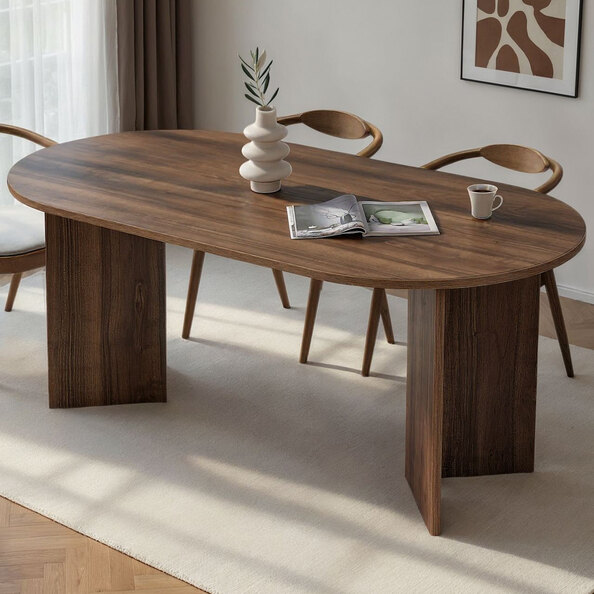 Sablio Oval Wooden Dining Table in Venezia Walnut