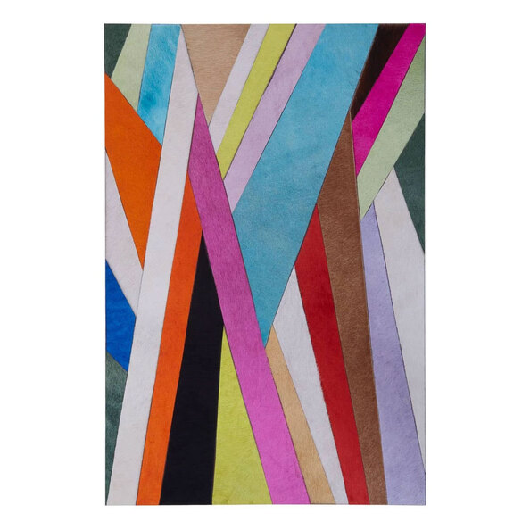 Safire Genuine Leather Striped Wall Art in Multicolour
