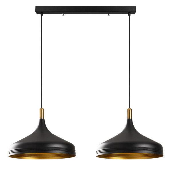 Saglam Large 2 Light Metal Ceiling Pendant Light in Black and Gold