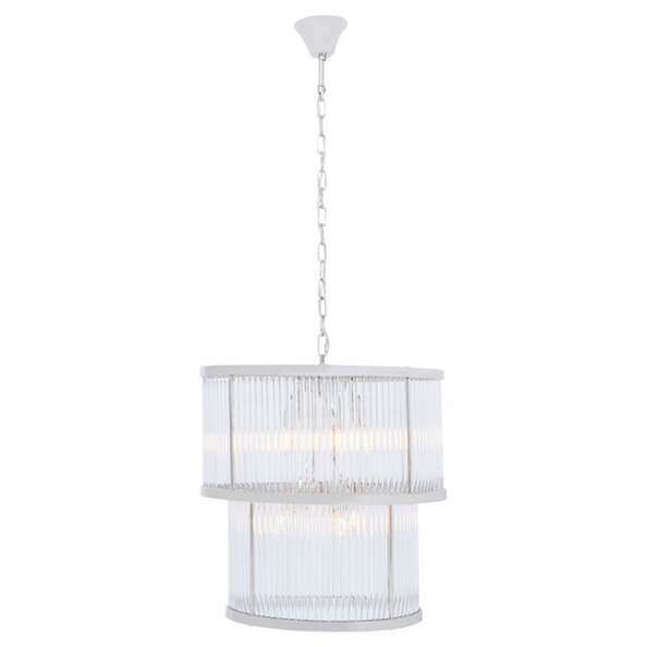 Salas Ribbed Pattern 2 Tier Chandelier Light In Nickel