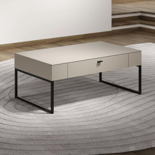 Benvia Wooden Coffee Table with 1 Drawer in Cashmere and Evoke Oak