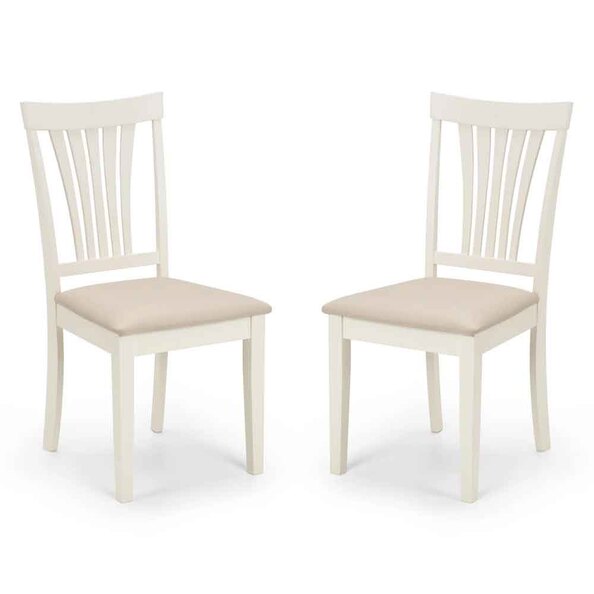 Salgado Ivory Wooden Dining Chairs with Fabric Seat in Pair