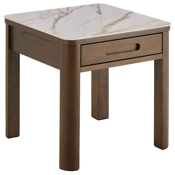 Salida Ceramic Top Square Side Table - Smoked Oak