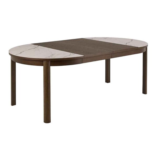 Simcoe White Ceramic Top Round Extending Dining Table - Smoked Oak