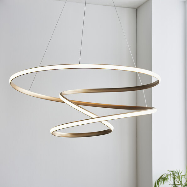 Salina Large Metal Pendant Ceiling Light In Gold