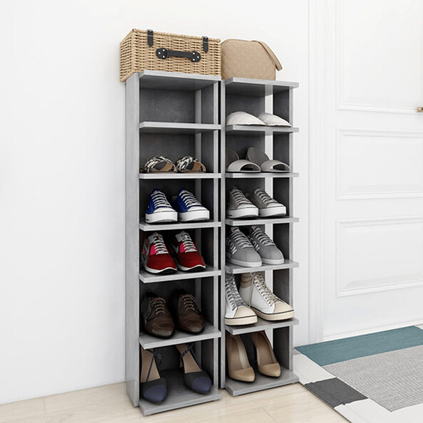 Saloso Set Of 2 Wooden Shoe Storage Racks In Concrete Effect