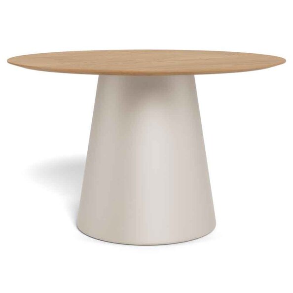 Salvo Wooden Round Dining Tables With Steel Base - Grey
