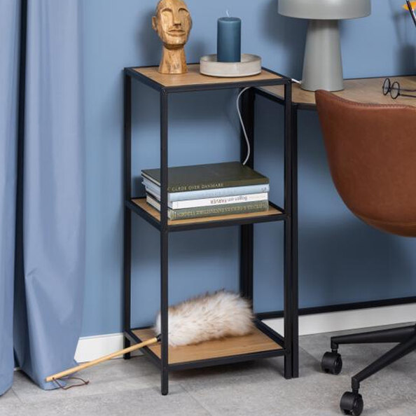 Salvo Wooden Bookcase With 2 Shelves In Matt Wild Oak