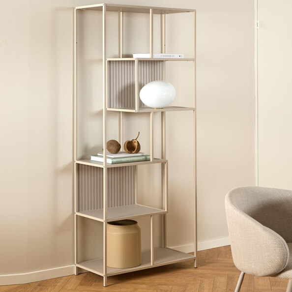 Salvo Wooden Bookcase With 5 Shelves And Back Panel In Grey
