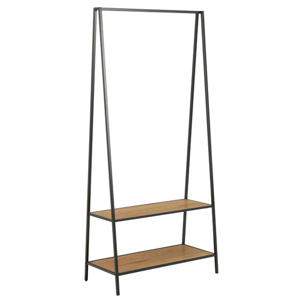 Salvo Wooden Clothes Rack With 2 Shelves In Matt Wild Oak