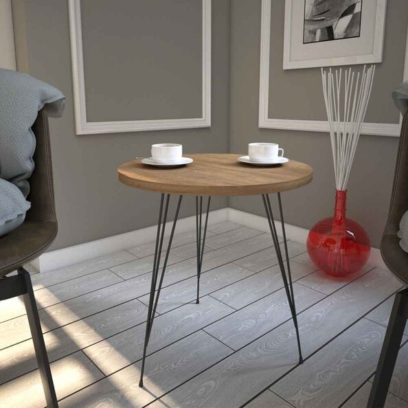 Sandalf Wooden Side Table with Black Metal Legs in Caucasian Oak