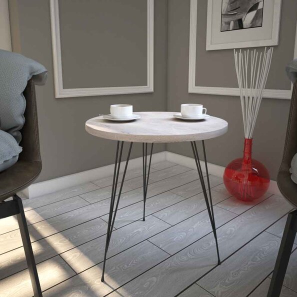 Sandalf Wooden Side Table with Black Metal Legs in Sea Oak