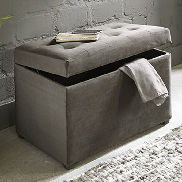 Sandpoint Fabric Storage Ottoman In Anthracite And Brown