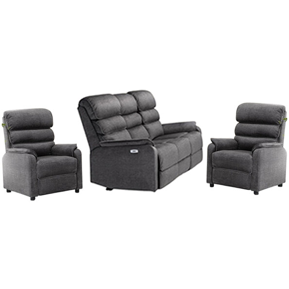 Sanur Fabric 3+1+1 Seater Sofa Set In Grey