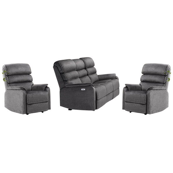 Sanur Fabric Electric Recliner 3+1+1 Seater Sofa Set In Grey