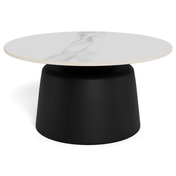 Sarasota Ceramic Round Dining Table With Black Steel Base - White