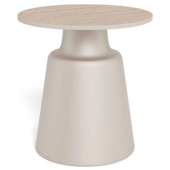 Sarasota Ceramic Round Side Table With Grey Steel Base - Beige