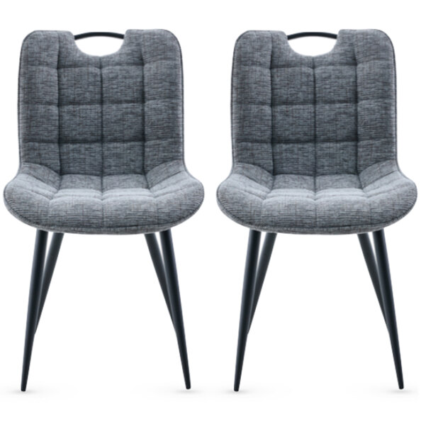 Sarlix Dark Grey Fabric Dining Chairs in Pair
