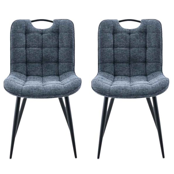 Sarlix Navy Fabric Dining Chairs in Pair