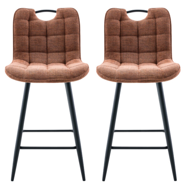 Sarlix Rust Fabric Counter Bar Stools in Pair