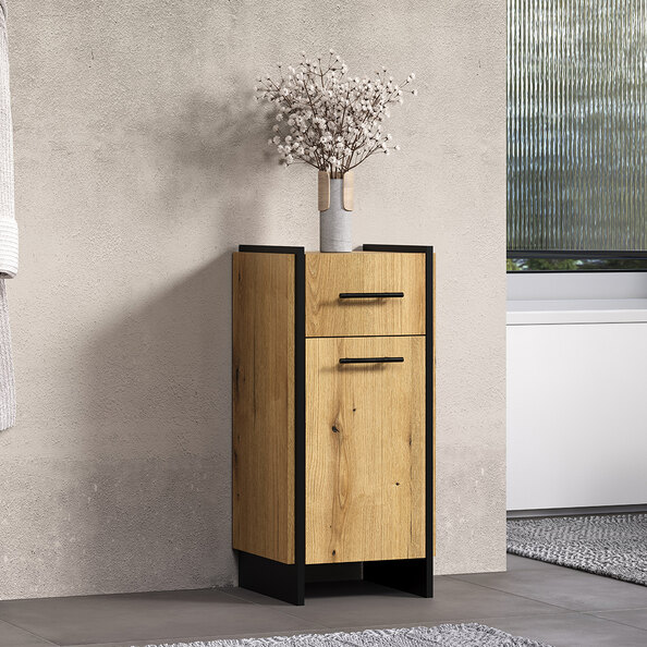 Sarlon Wooden Bathroom Storage Cabinet in Evoke Oak