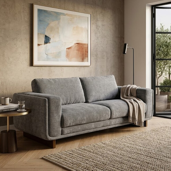 Sarlune Fabric 2 Seater Sofa in Grey