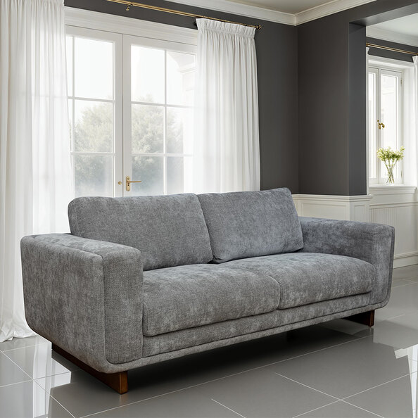Sarlune Fabric 3 Seater Sofa in Grey