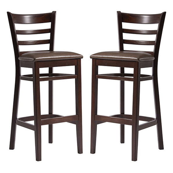 Sarnia Lascari Vintage Brown Faux Leather Bar Chairs In Pair