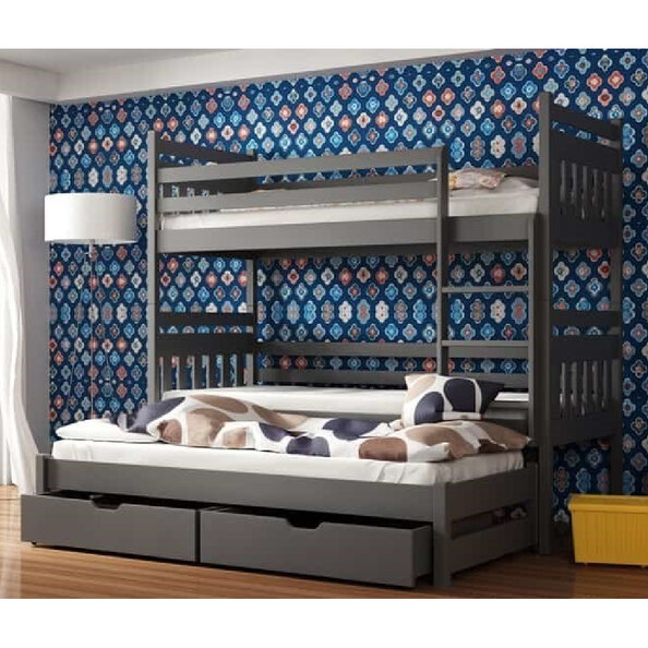 Sarnia Wooden Bunk Bed Bonnell Mattress And Trundle In Graphite