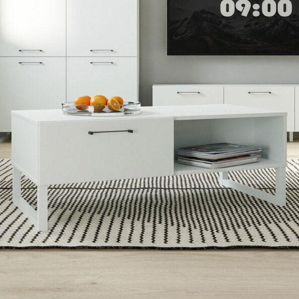 Sarnia Wooden Coffee Table With 1 Drawer In Light Grey